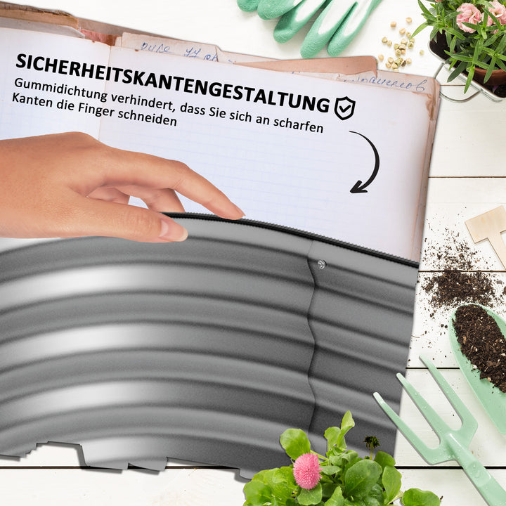 Højbed plantebed modulært højbed, vejrbestandigt, åbent gulv, 105 x 62 x 30 cm, sølv