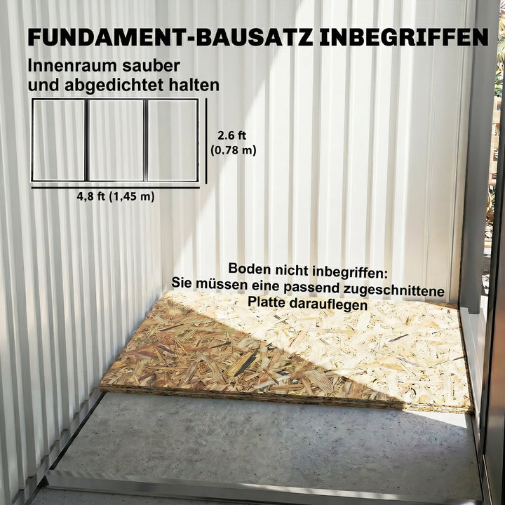 Haveskur, udendørs redskabsskur lavet af bølgepapstål, vægdesign, justerbare hylder, aflåselig dør, mørkegrå