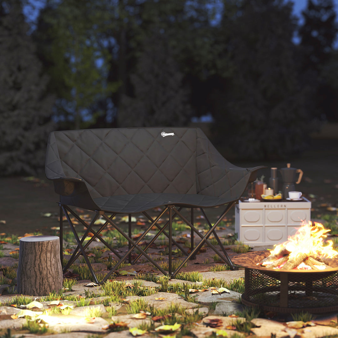 Klapstol, foldbar 2-personers campingstol med bæretaske, udendørs, lasteevne op til 250 kg, 145 x 60 x 92 cm, sort