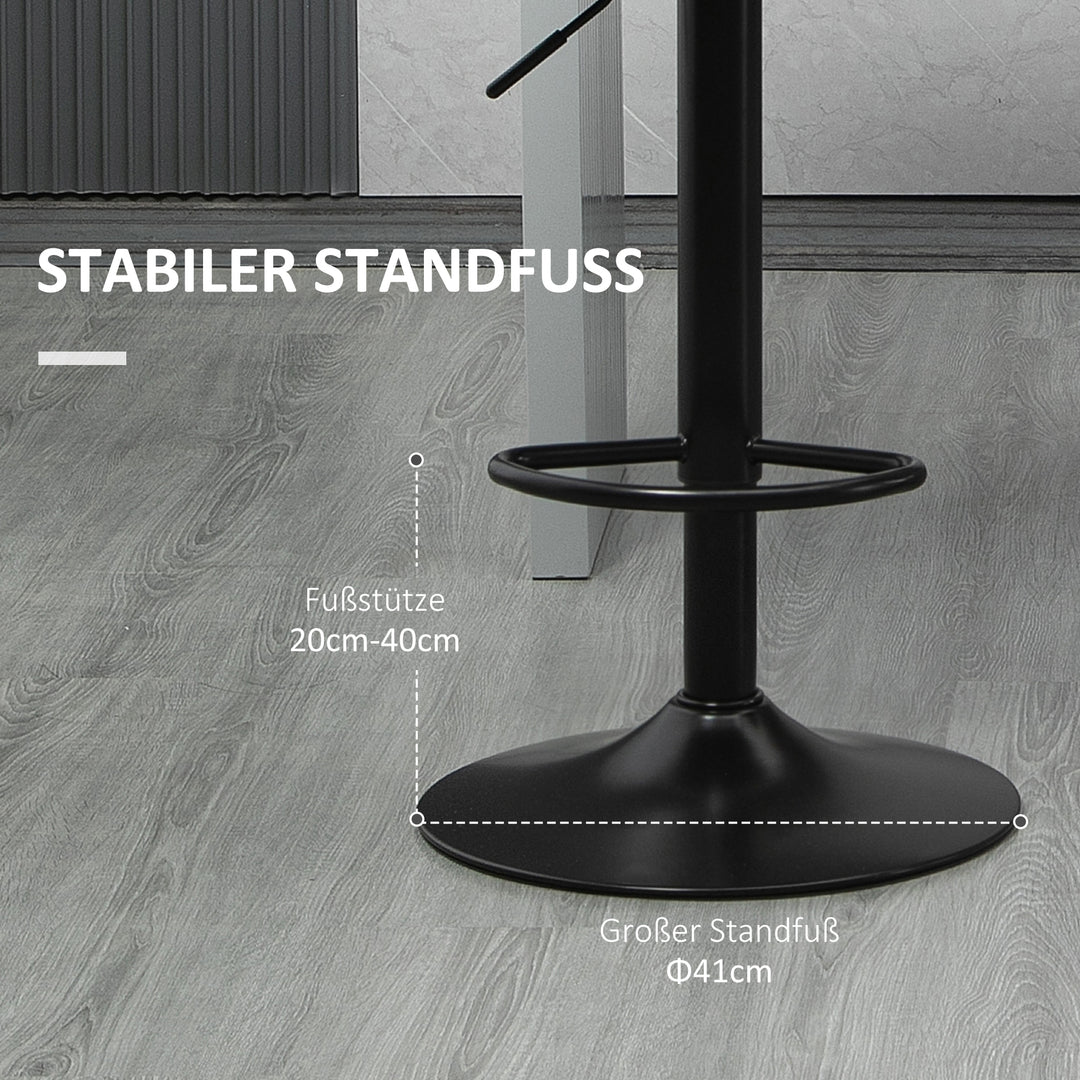 Barstole sæt med 2 retro design højdejusterbar kunstlæder hørlook grå + sort