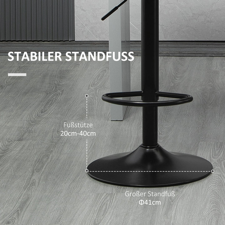 Barstole sæt med 2 retro design højdejusterbar kunstlæder hørlook grå + sort