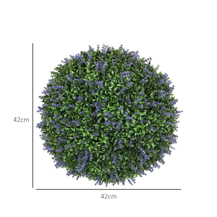 Sæt med 2 kunstige kugleplanter, uv-resistente, indendørs og udendørs, 42 cm, grøn + lilla