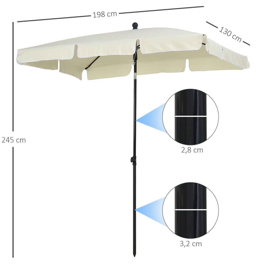 Parasol, strandparasol, haveparasol, balkonparasol, solskærm, foldbar, cremehvid