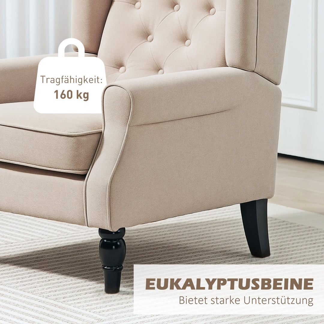 Elegant lænestol med ryglæn, tykt polstret, aftageligt betræk, 74 x 87 x 102 cm, beige