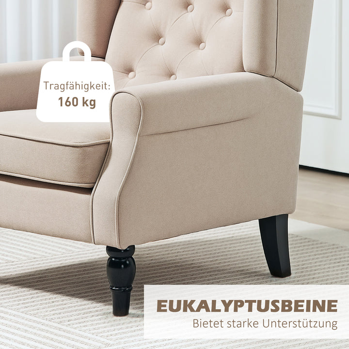 Elegant lænestol med ryglæn, tykt polstret, aftageligt betræk, 74 x 87 x 102 cm, beige