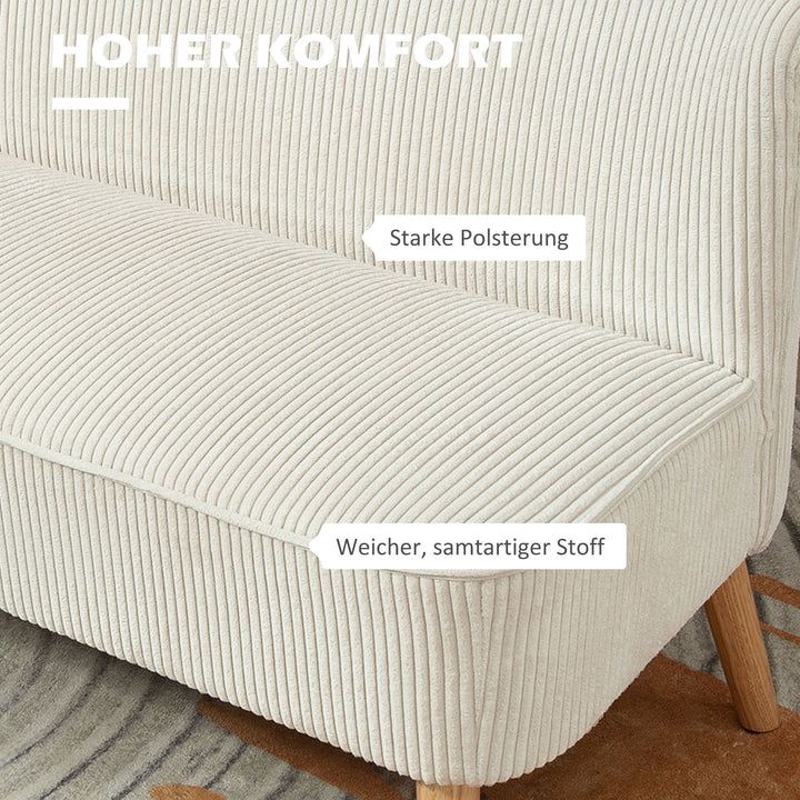 2-Personers sofa, blød polstring, letplejeligt betræk, bæreevne op til 150 kg, 117 x 56,5 x 77 cm, cremehvid