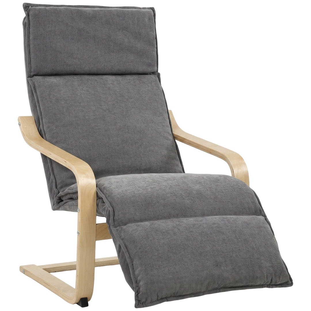 Loungestol, stuestol med fodstøtte, moderne mørkegrå