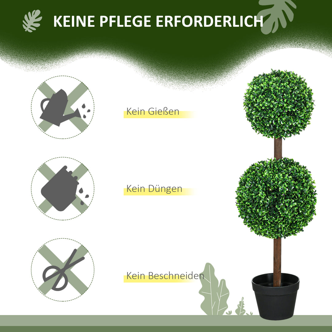 Kunstige planter, sæt med 2 buksbom, 90 cm kunstig plante, kunstigt træ, dekorativ plante til indendørs og udendørs brug, grøn