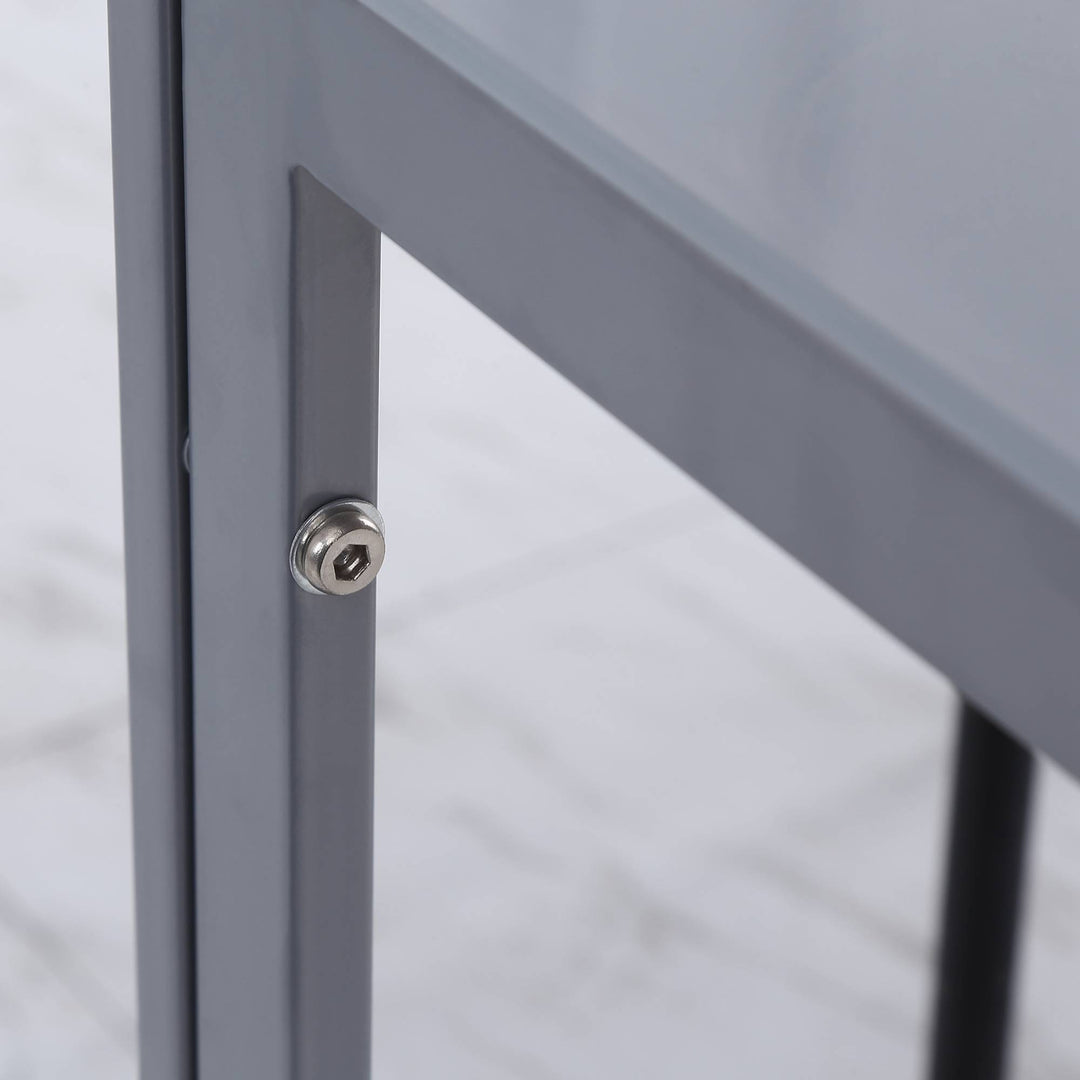 Spisebord køkkenbord glasbord firkantet bord, glasplade, kompakt design, grå