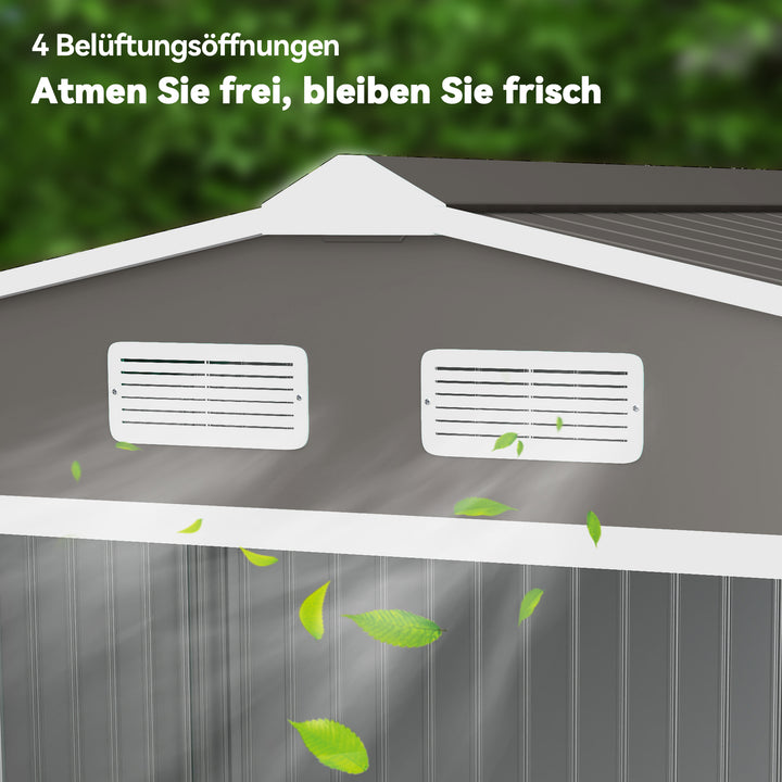 Redskabsskur med skydedøre 2,77 x 1,95 x 1,92 cm metalgrå