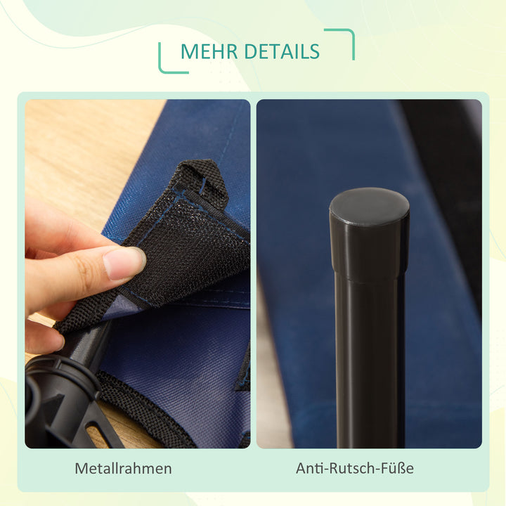 Hundeseng udendørs katteseng kæledyrsseng soveplads stål 600d oxfordstof blå 76 x 61 x 18 cm