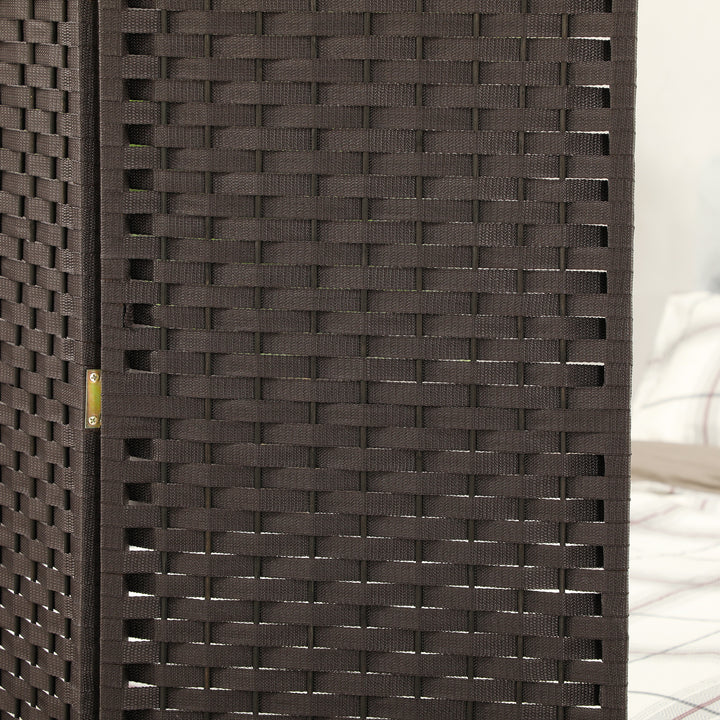 4-Panels rumdeler, foldbar skærm, skærm til stue, soveværelse, hjemmekontor, brun