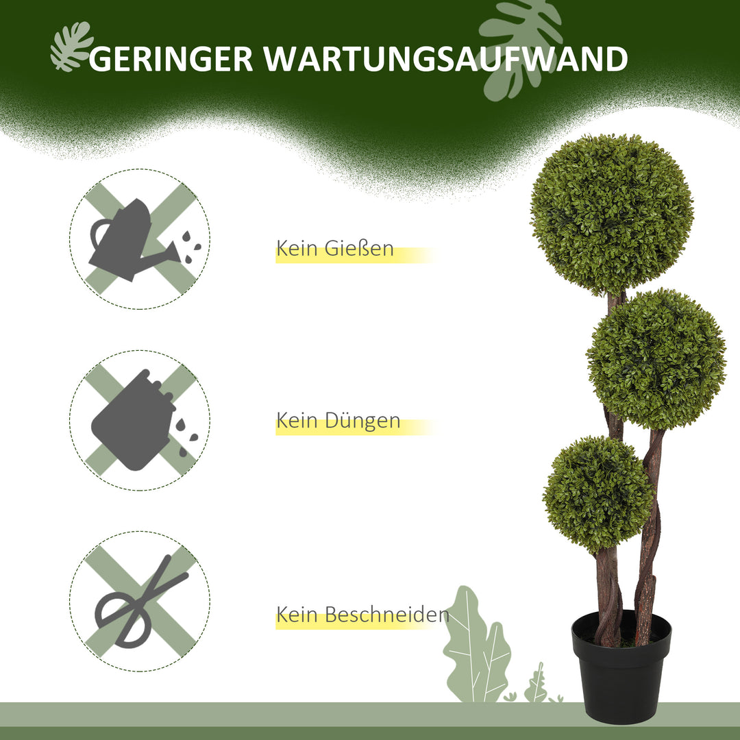 Kunstig buksbomplante, realistisk look, udendørs, grøn + sort