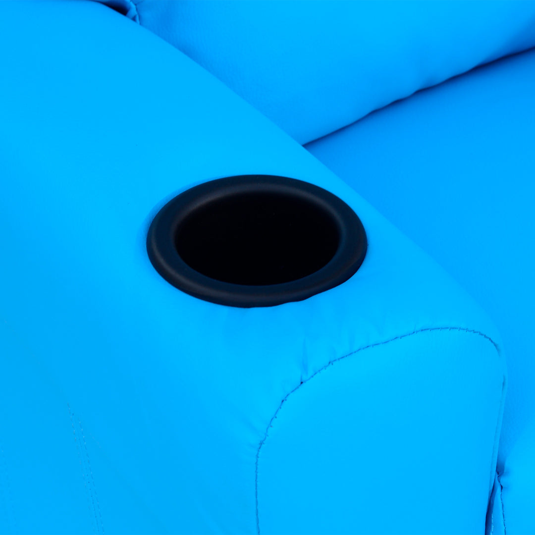 Børnelænestol med ryglæn, der kan lænes tilbage, 62 x 52 x 69 cm, massiv træramme, blå