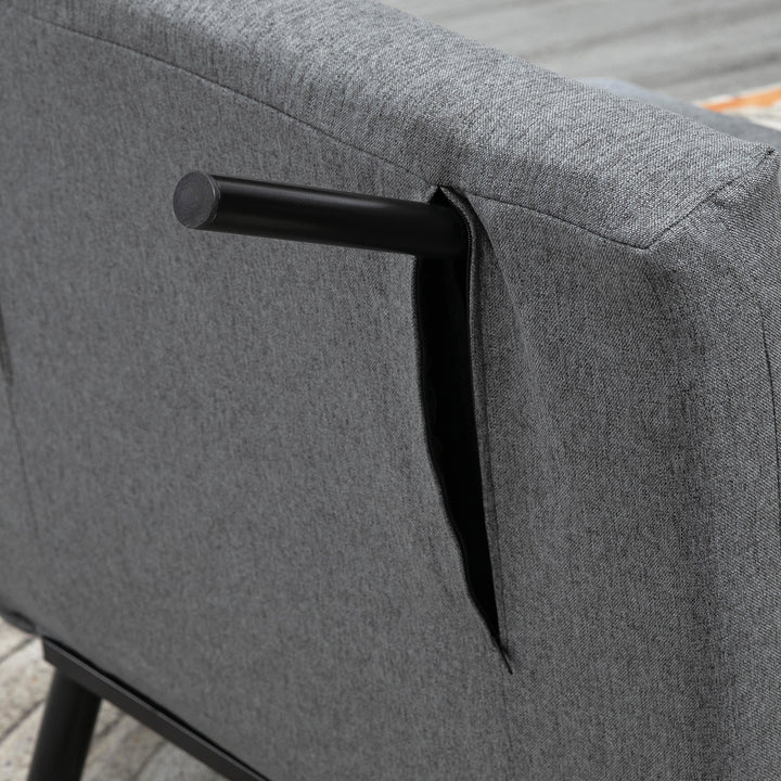 Stol med sengefunktion, fold-ud-seng, justerbar ryglæn, 75 x 70 x 75 cm, mørkegrå