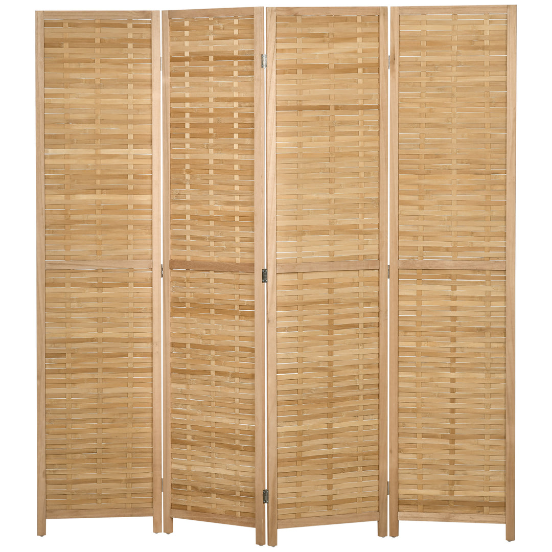 4-delt rumdeler, 160 x 170 cm, foldbar bambusskærm til stue, soveværelse, naturlig