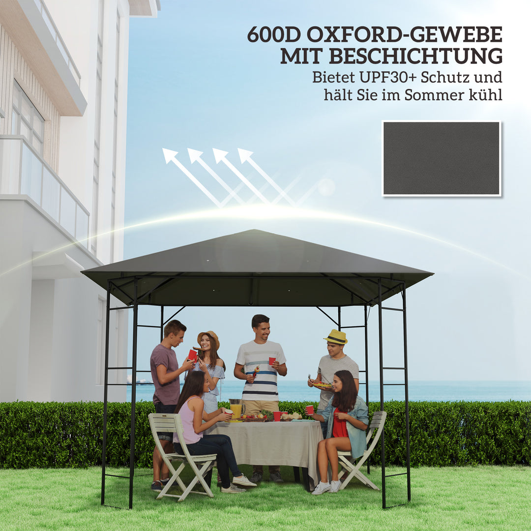 Udskiftningstag til 3 x 3 m pavillon, vandafvisende pavillontag UPF30+, udskiftningsbetræk Oxford-stof, 370 g/m², grå