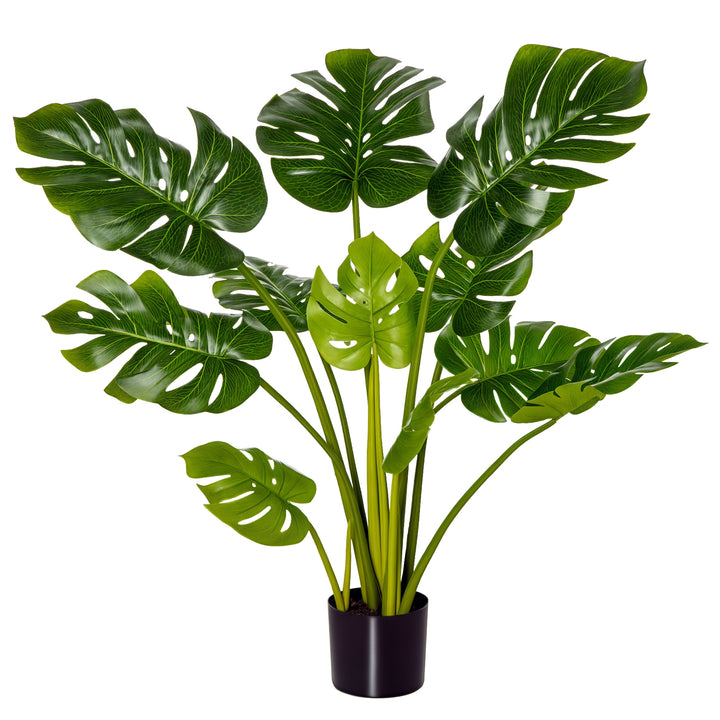 Kunstige planter 110 cm kunstig monstera kunstige planter i potte kunstigt træ stueplante dekorativ plante kontorplante plastikpotte til indendørs og udendørs