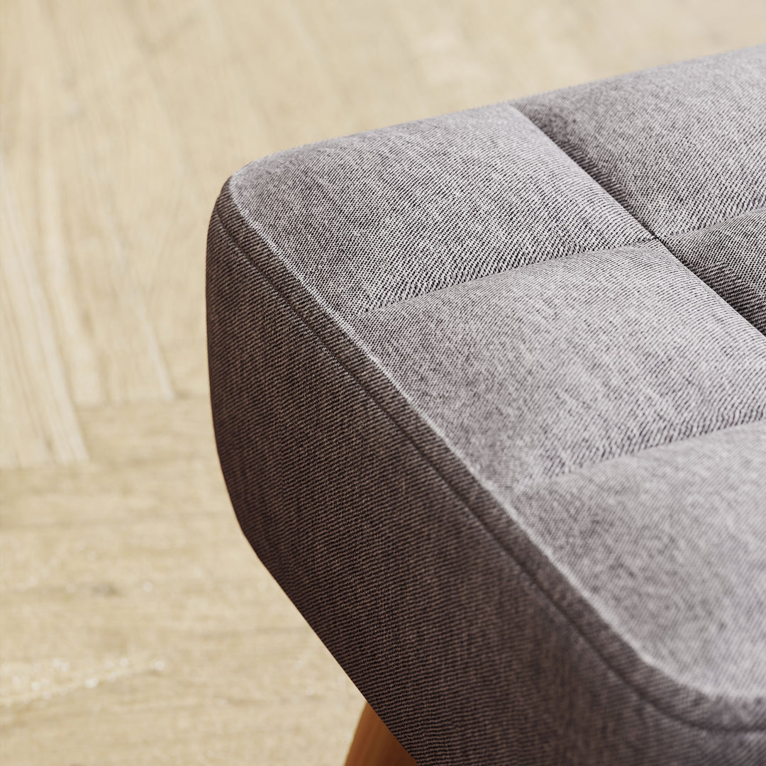 Fodskammel med polstring, linnedlook, træben, bæreevne op til 110 kg, grå