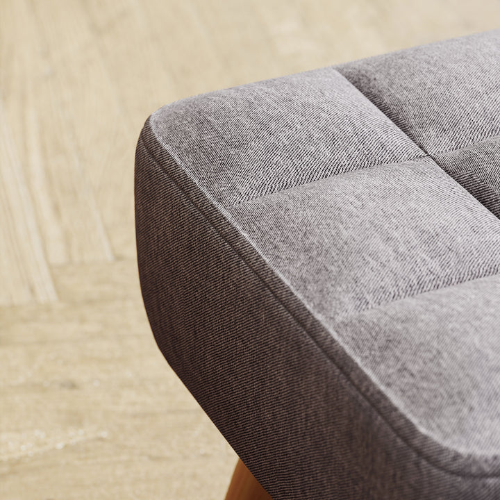 Fodskammel med polstring, linnedlook, træben, bæreevne op til 110 kg, grå