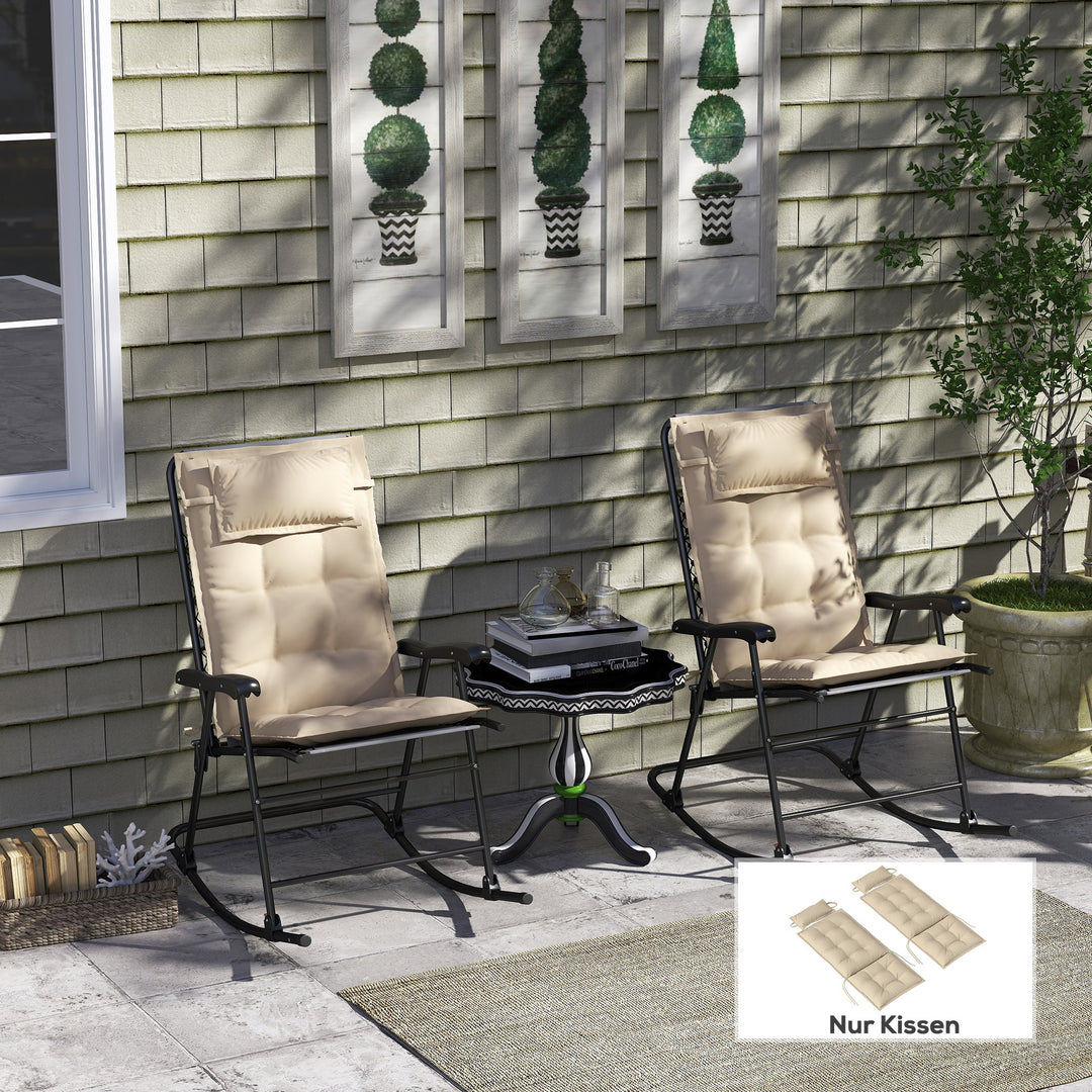 Sæt med 2 hynder til liggestol, vandafvisende hynde til haveliggestol, hynde 50x116x5 cm, beige