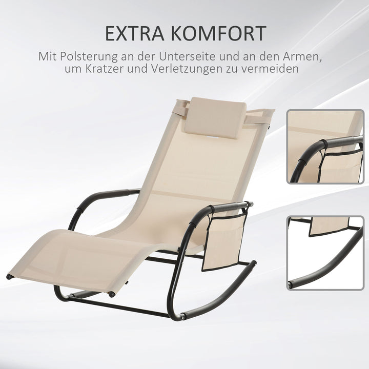 Gyngestol, gyngestol, havestol, gyngestol, metalnet, beige, 150 x 62 x 88 cm