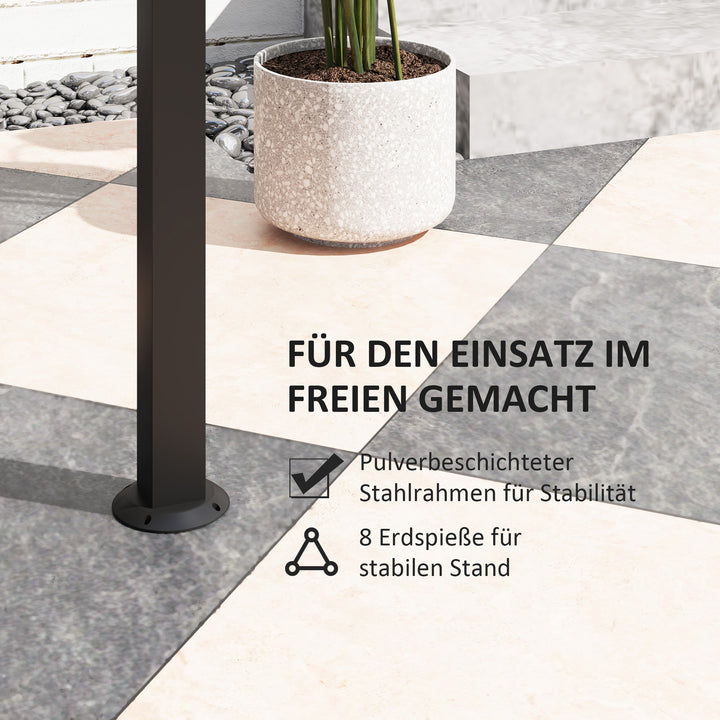 Bbq-pavillon, 2 sidehylder, kroge, stålramme, 1,1 x 2,3 m, mørkegrå