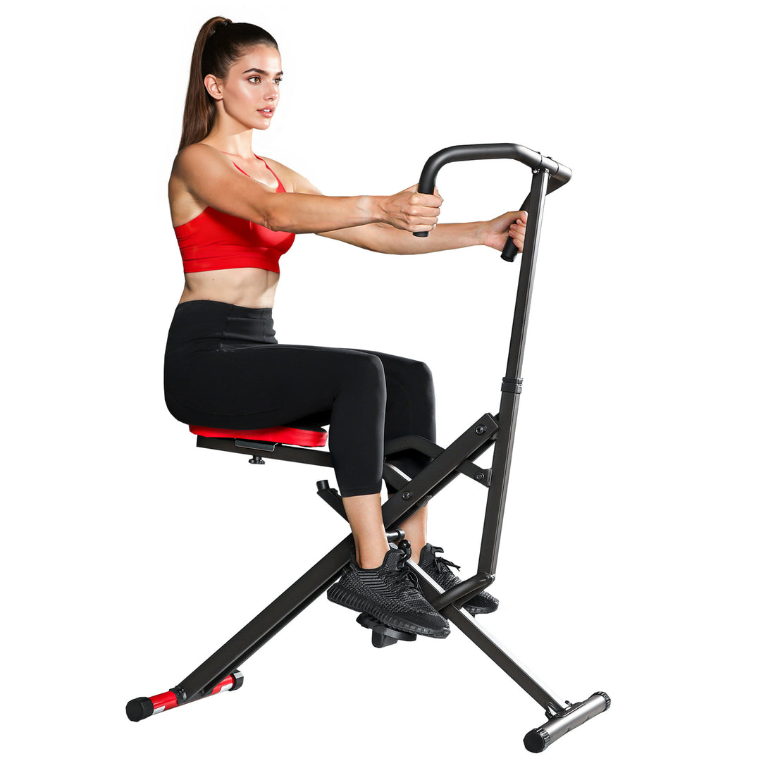 Træningsmaskine, justerbar, metalrør, pedaler, foldbar, rød