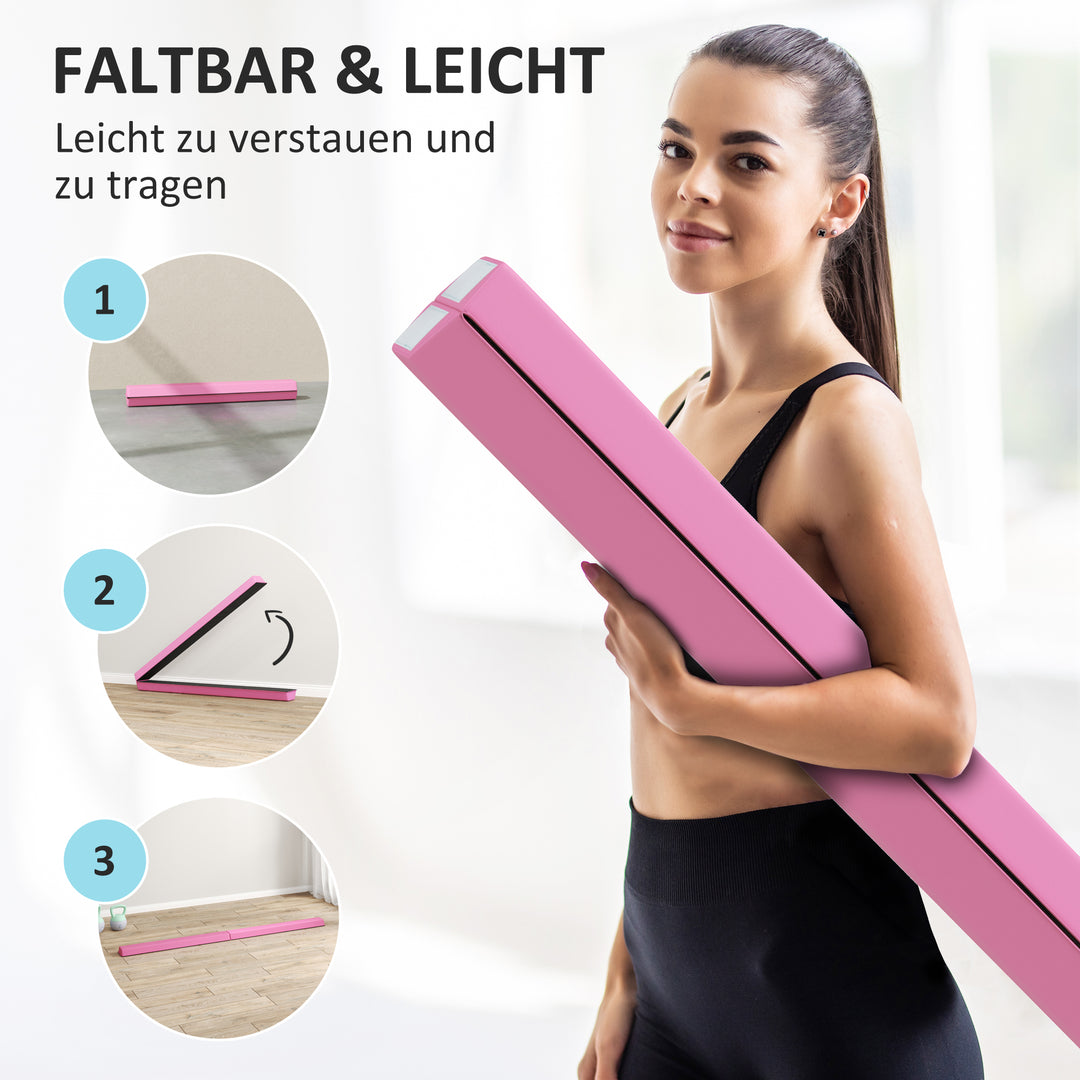 Balancebom 2,4 m, foldbar, skridsikker bund, til 3+ år, op til 80 kg, lys rød
