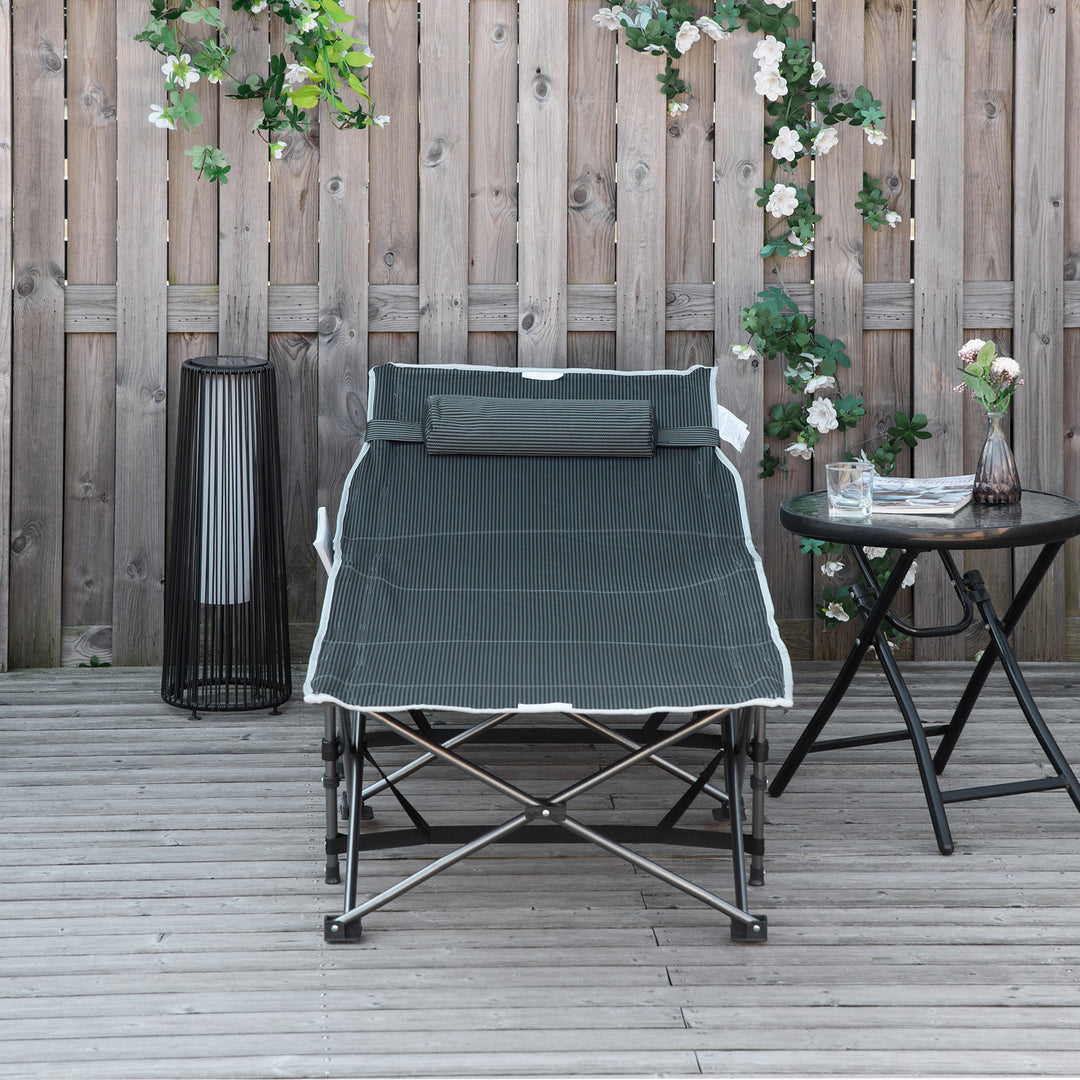 Campingseng, sammenklappelig campingseng med pude, 188 x 64,5 x 53 cm, grå