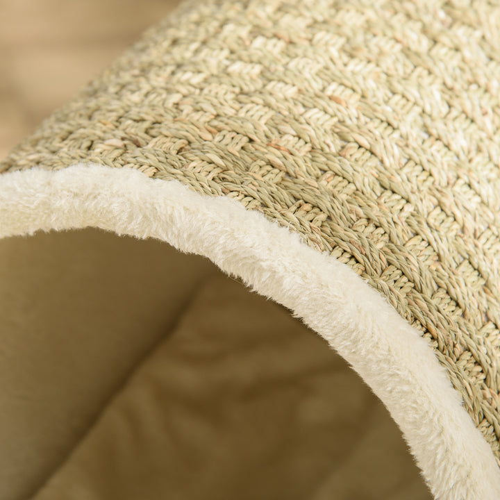 Kattehule med kradseområde inklusive pude, kradsetønde, 41 cm x 38 cm x 43 cm, natur + beige