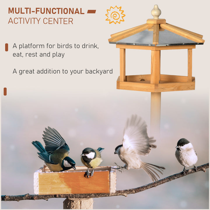 Fuglehus med stativ vejrbestandig fuglefoderautomat med vejrbestandigt zinktag træfoderautomat til vilde fugle 40 x 40 x 113 cm gul