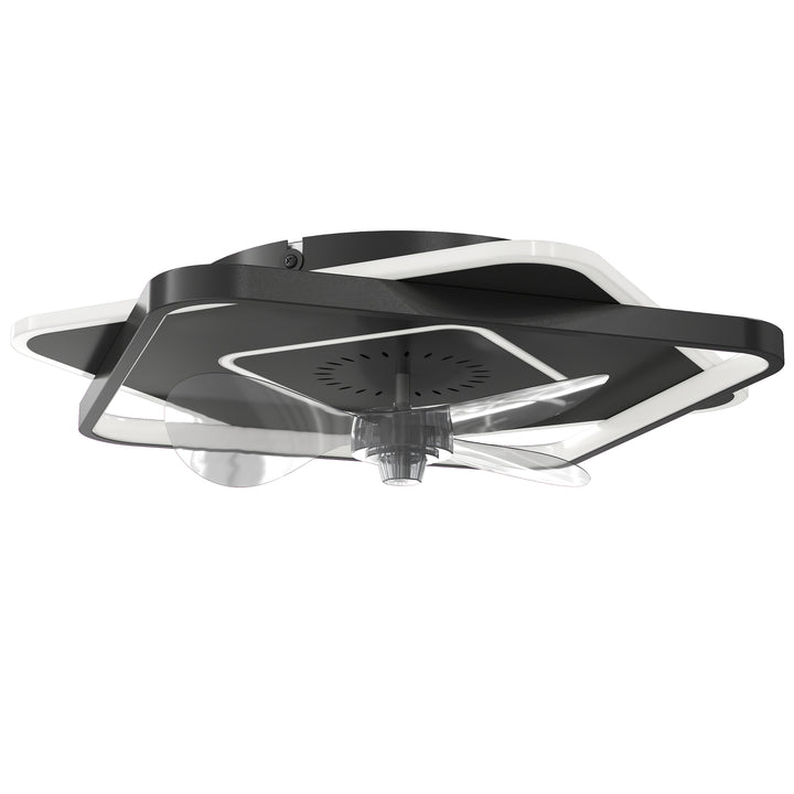 Loftventilator med lys og fjernbetjening, LED-loftventilator med 6 hastigheder, 3 farvetemperaturer