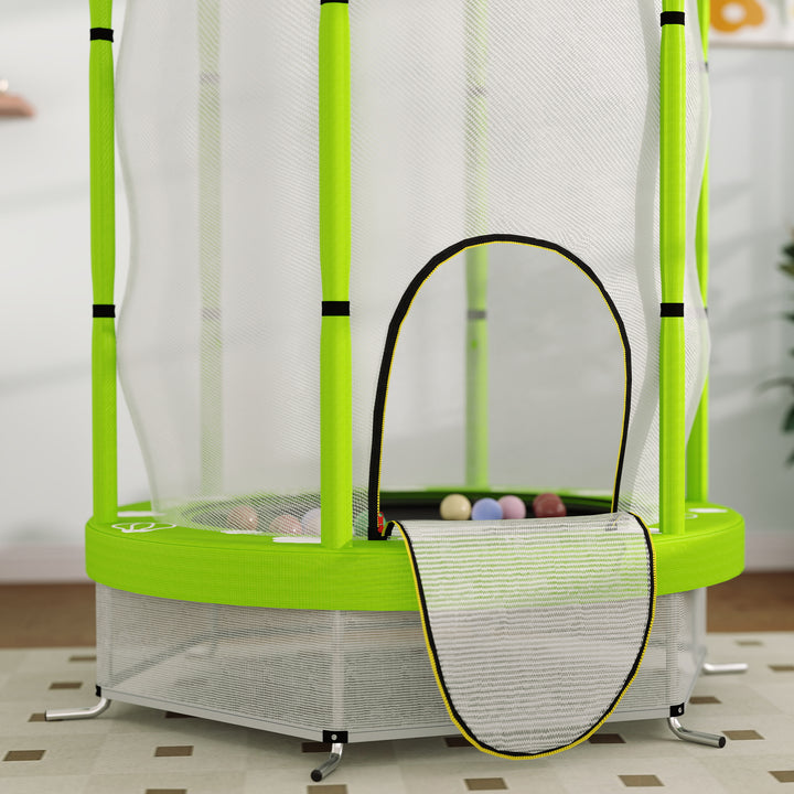 Børnetrampolin med sikkerhedsnet, til indendørs og udendørs brug, 3-6 år, grøn