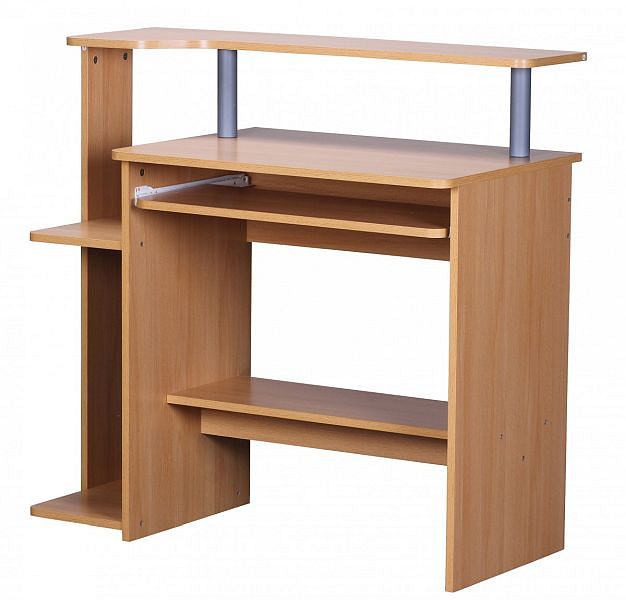 Praktisk skrivebord / computerbord med tastaturforlænger, 94 x 90 x 48 cm, naturfarvet