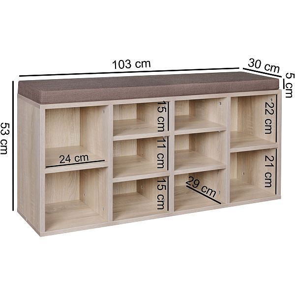 Skobænk i japandi-farver, 103,5 x 53 x 30 cm
