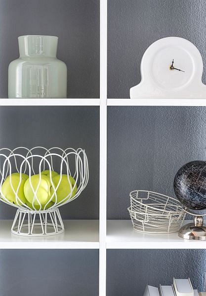 Reol med 9 rum, 108 x 104 x 29 cm, hvid