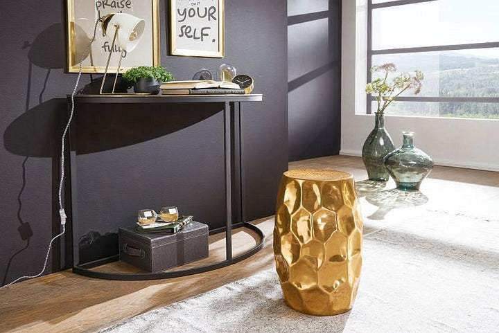 Sidebord i guldfarvet aluminium, 30x47x30cm