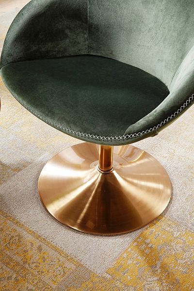 Designer stol i fløjl, grøn / guldfarvet ben, 70x79x70 cm
