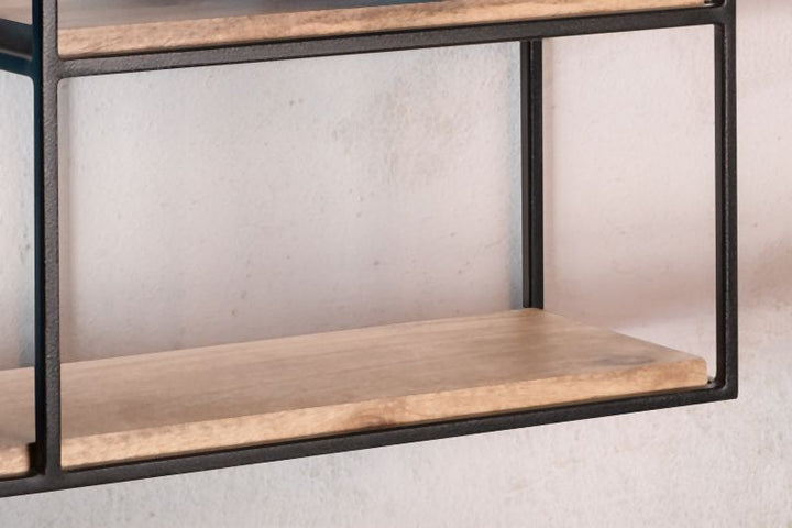 Smukt og industrielt væghængt reol i mangotræ, 60x40x18 cm, brun