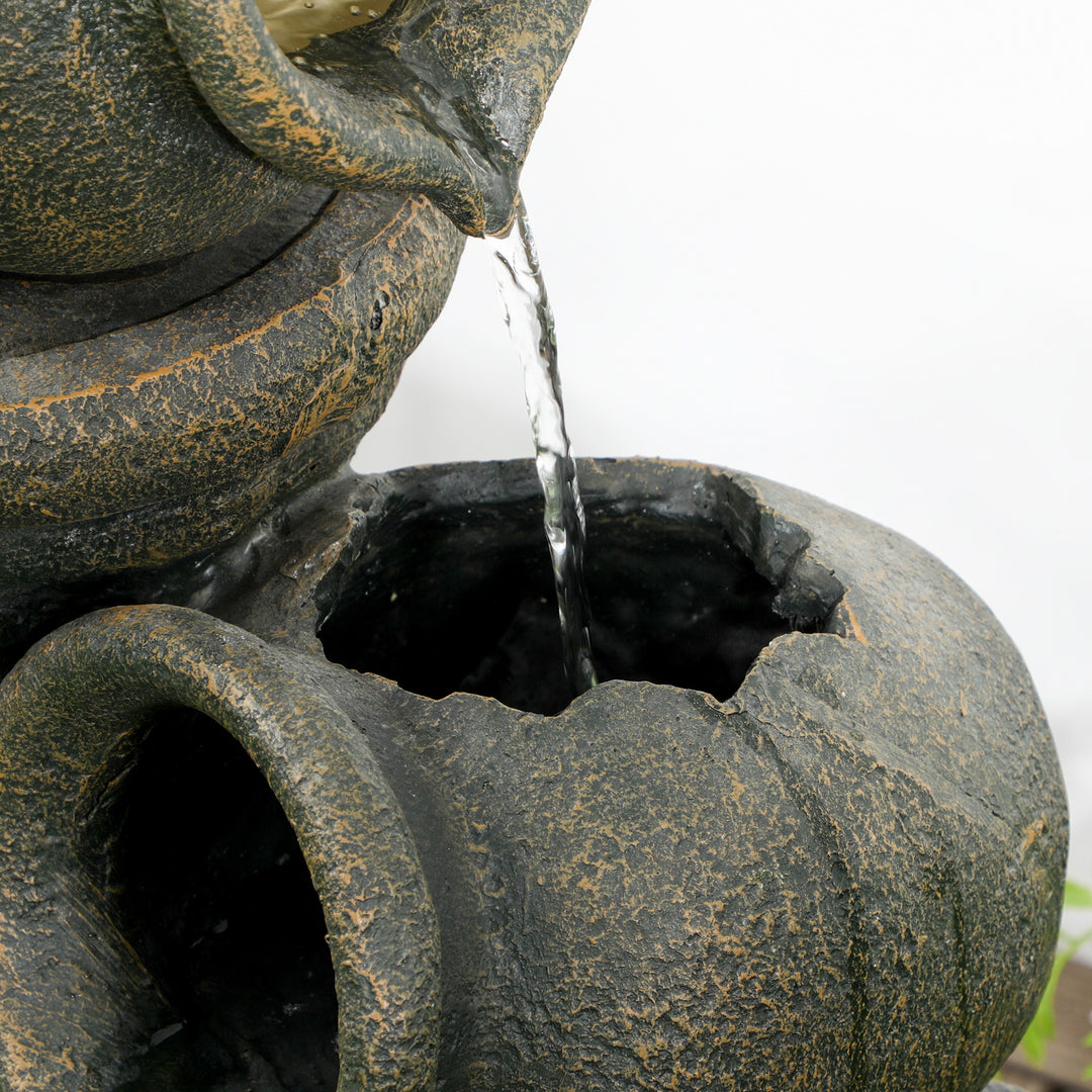 Fontæne, justerbar pumpe, vejrbestandig, 25 cm x 24 cm x 60 cm, grå