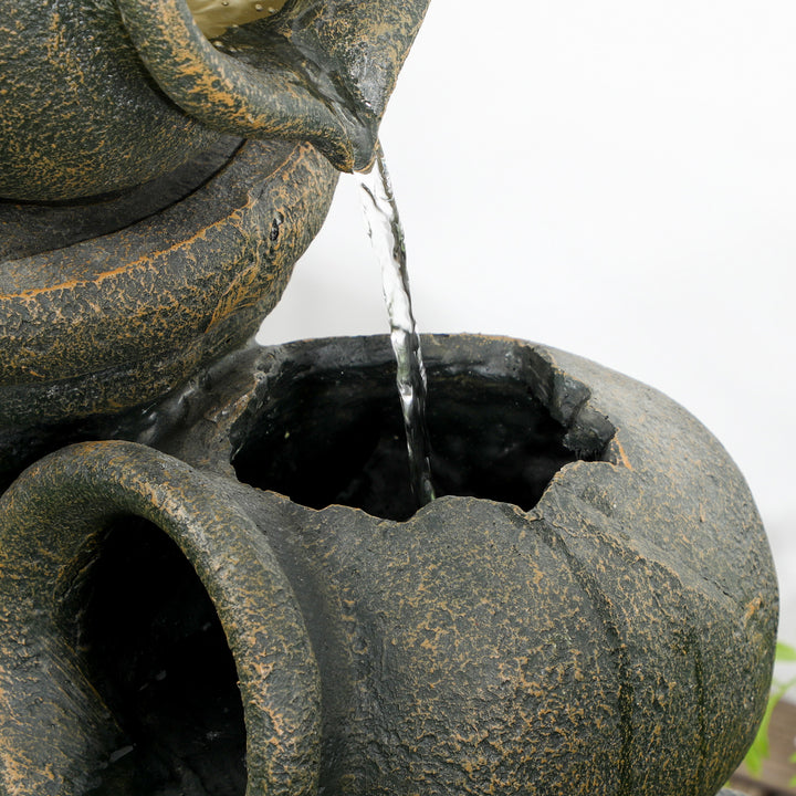 Fontæne, justerbar pumpe, vejrbestandig, 25 cm x 24 cm x 60 cm, grå