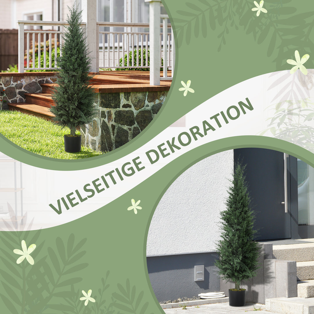 Kunstig cypres plante, 638 plastblade, med potte, uv-resistent, grøn