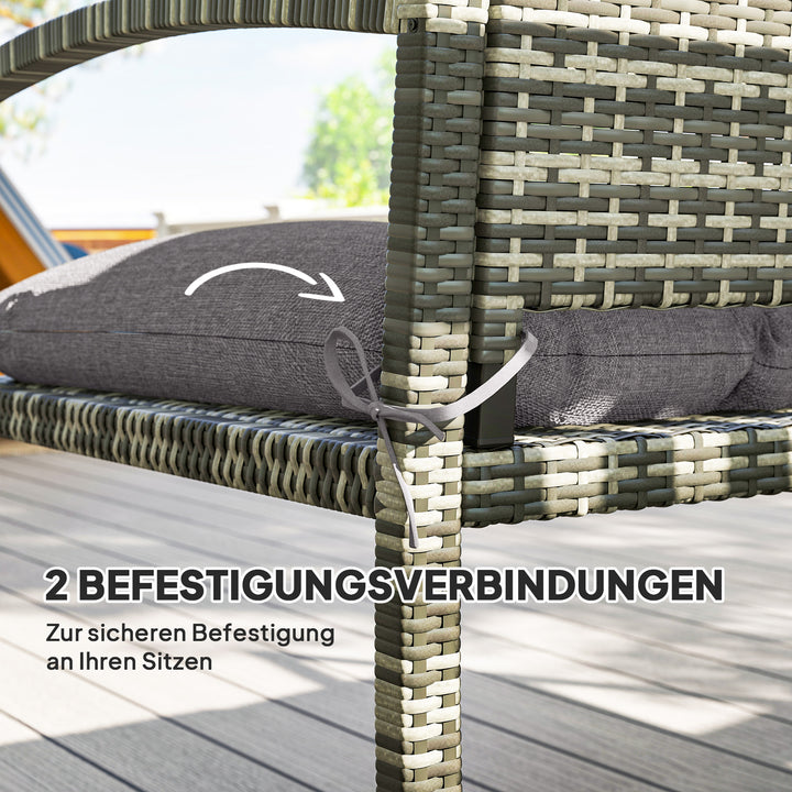 Bænkhynde 105 x 46 x 12,5 cm med bånd, udendørs siddehynde til havemøbler, bænk, grå