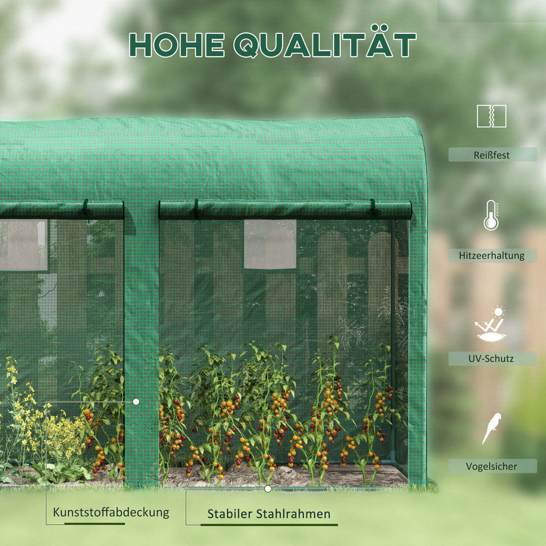 Drivhus med vindue, dør, stålfoliedrivhus, drivhus med PE-netfilm til altan, have, tomathus 300x100x200cm, tomatdrivhus til grøntsager, blomster, planter, grønt
