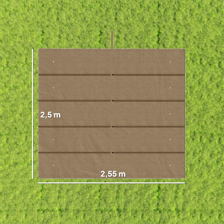 Udskiftningstag til 3 x 3 m pergola, udtrækkeligt, med drænhuller til regnvand, vejrbestandigt, polyester, 250 x 255 cm, brun