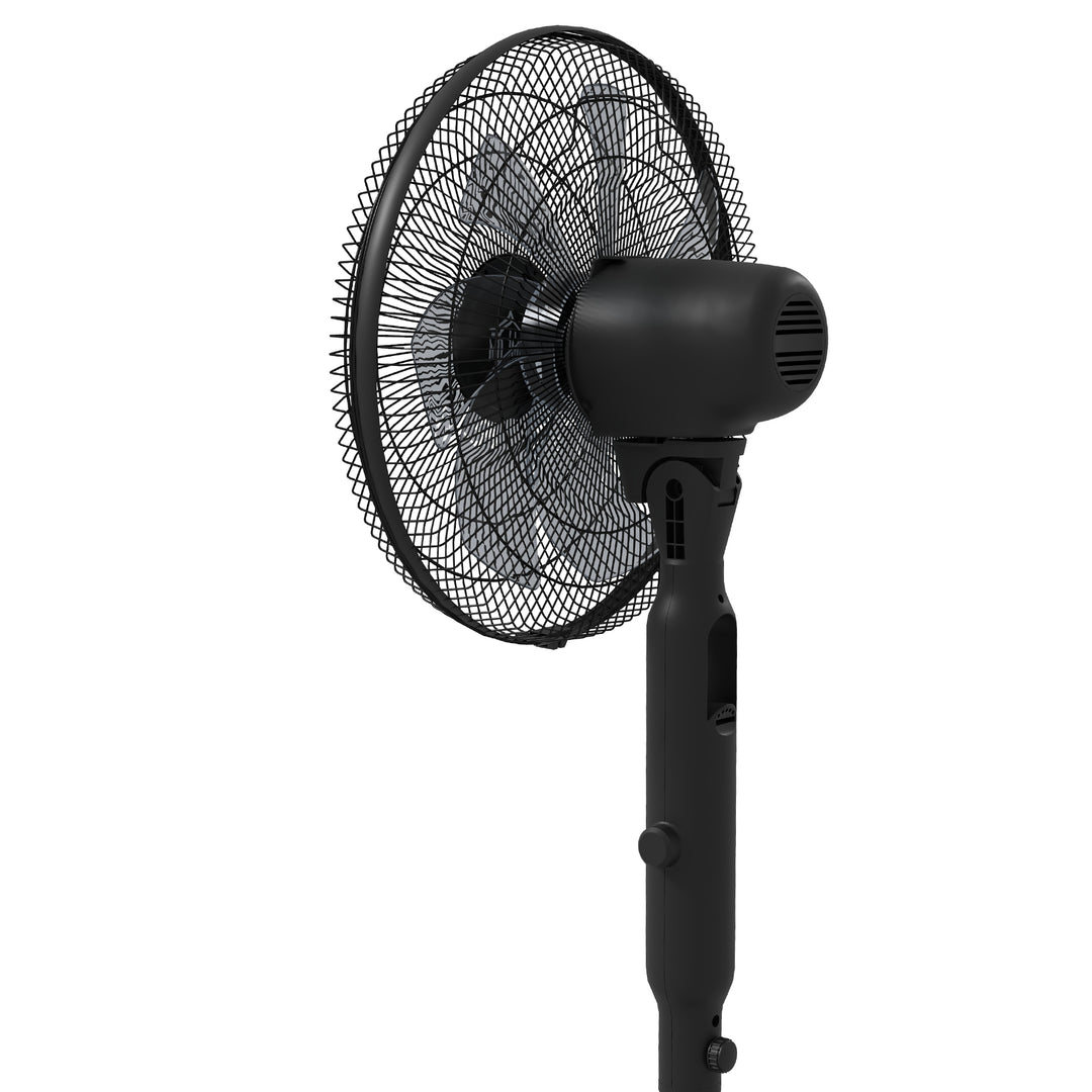 Stille piedestalventilator med fjernbetjening, 3 tilstande, 28 hastigheder, myggenet og oscillation, sort