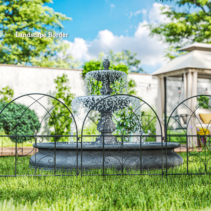 Havehegn stål 300 cm x 70 cm højt dekorativt gitterhegn sæt hegnselementer sort