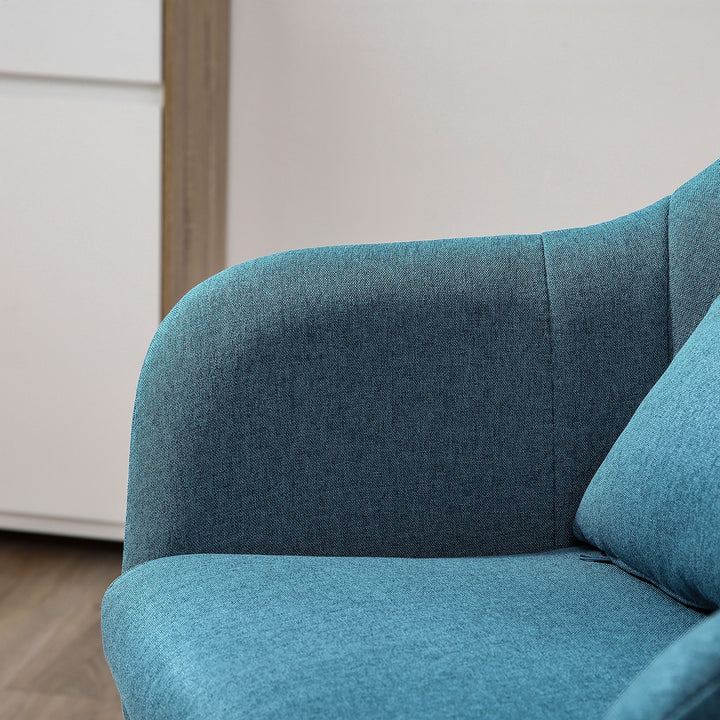 Drejestol, hørlignende polyester, metal, 60 x 60 x 79-91 cm, blå