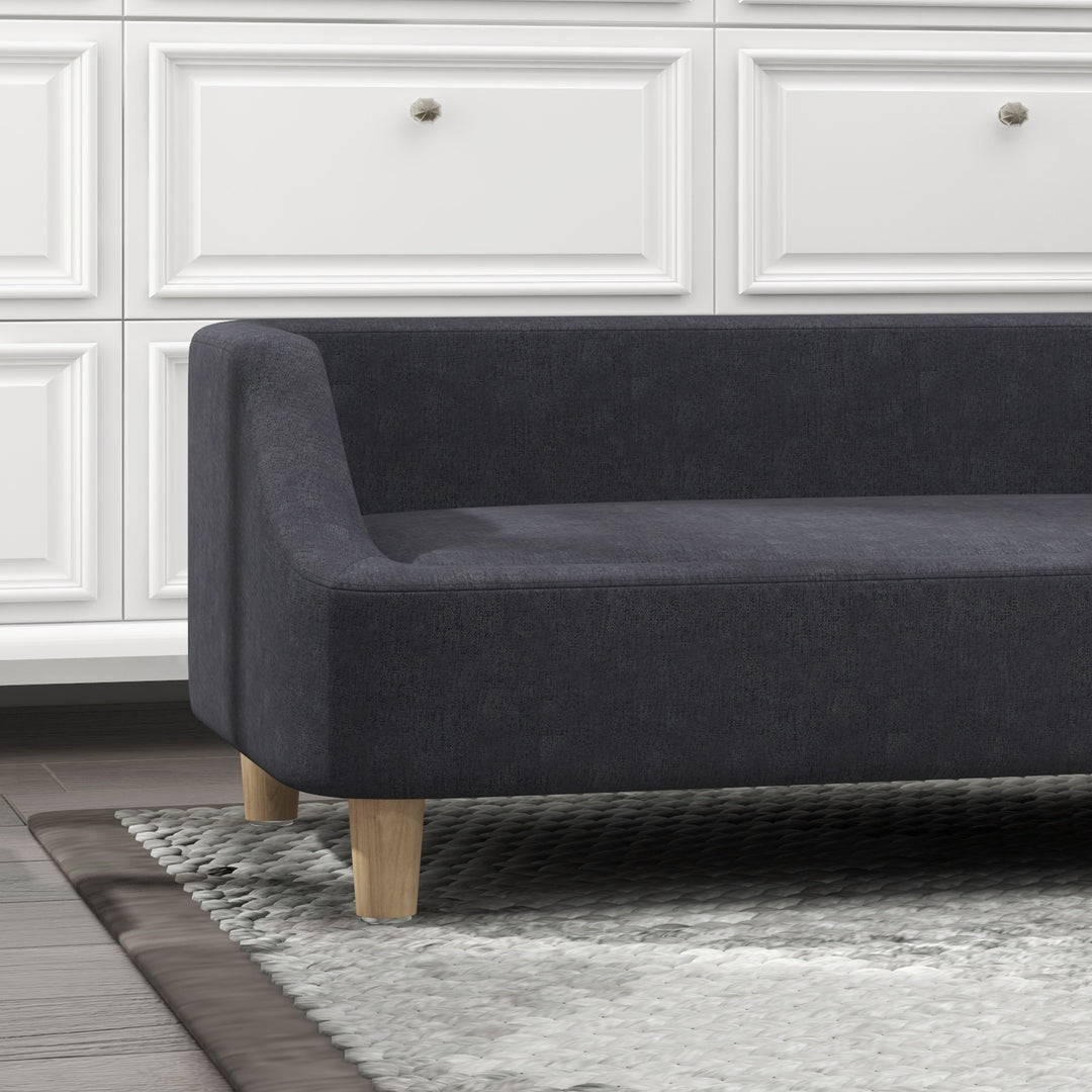 Hundesofa, kæledyrssofa, kattesofa, hundeseng til mellemstore og store hunde, hundesofa med forhøjet design, hundestol med træben, mørkegrå, 95 x 63 x 39 cm